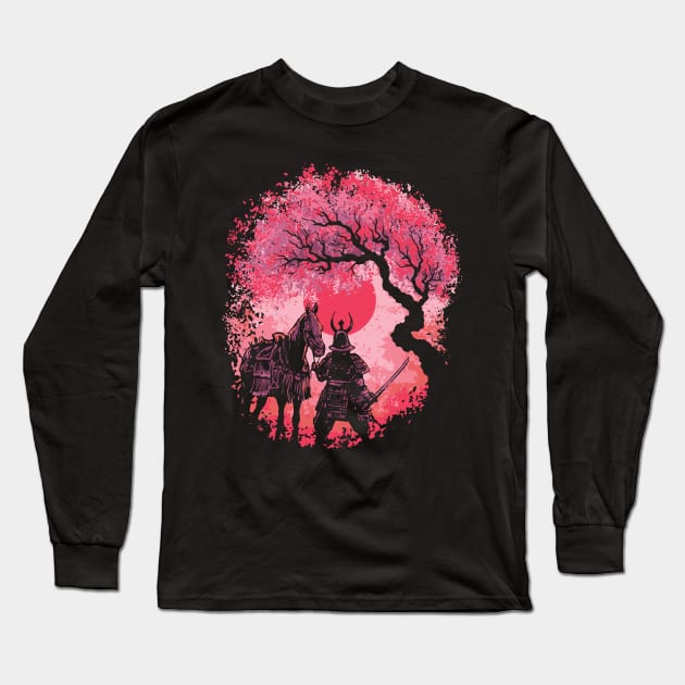 Samurai Sunset Sakura Stand Long Sleeve T-Shirt by Life2LiveDesign